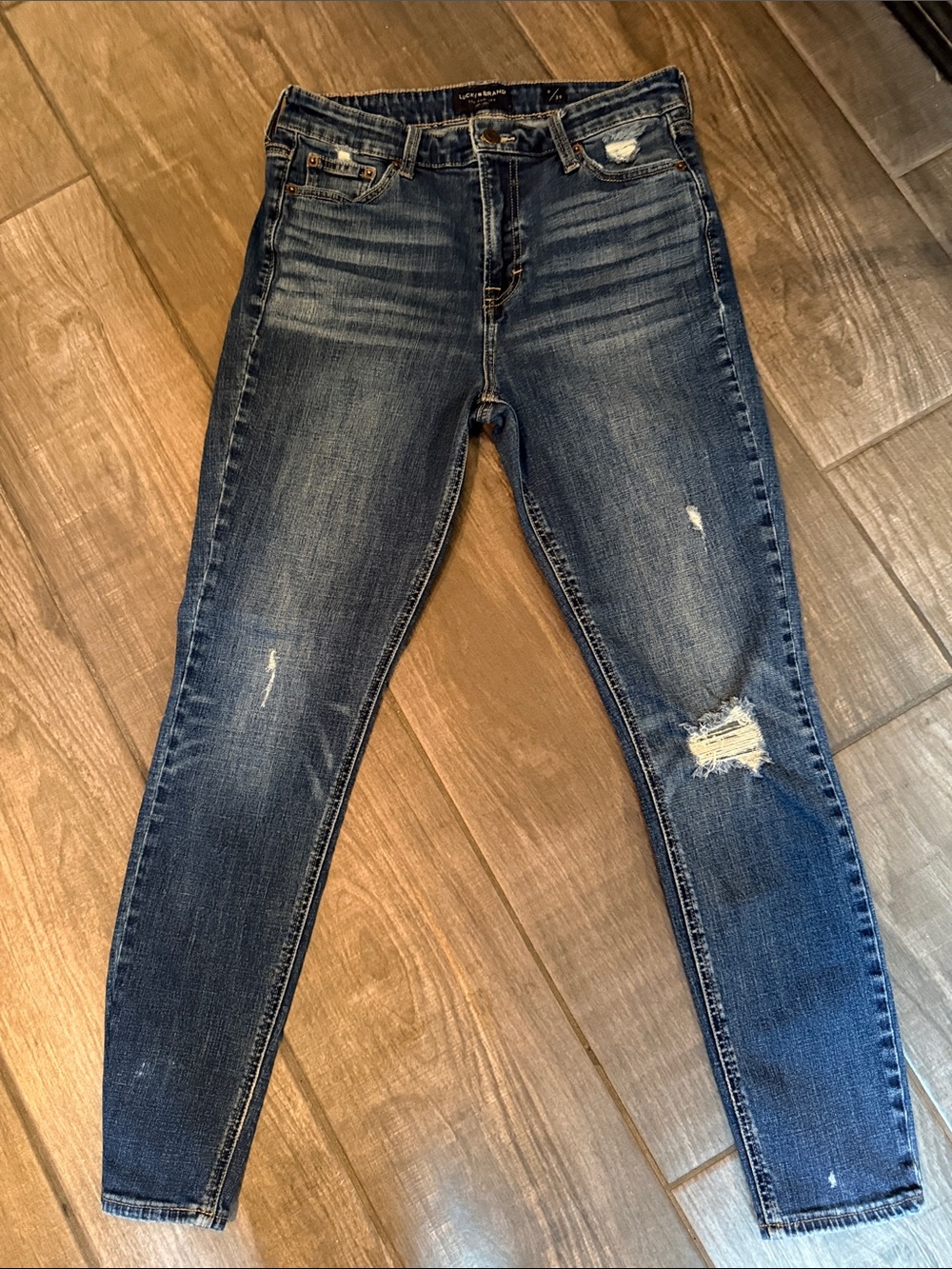 Lucky Brand Indigo Distressed Skinny Jeans